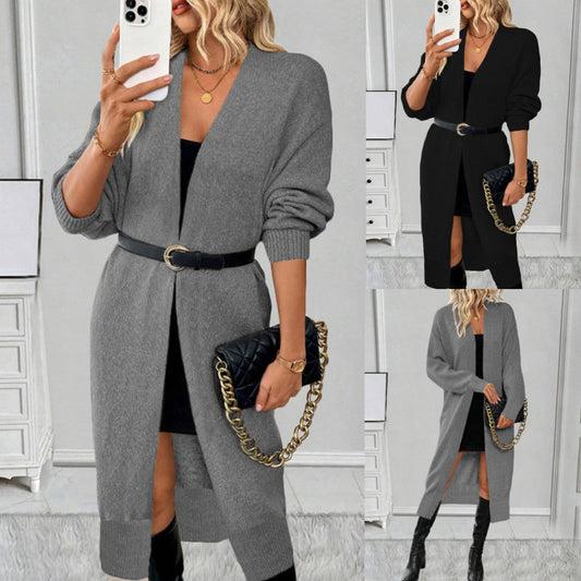 Long Knitted Sweater Cardigan Outer Coat For Women